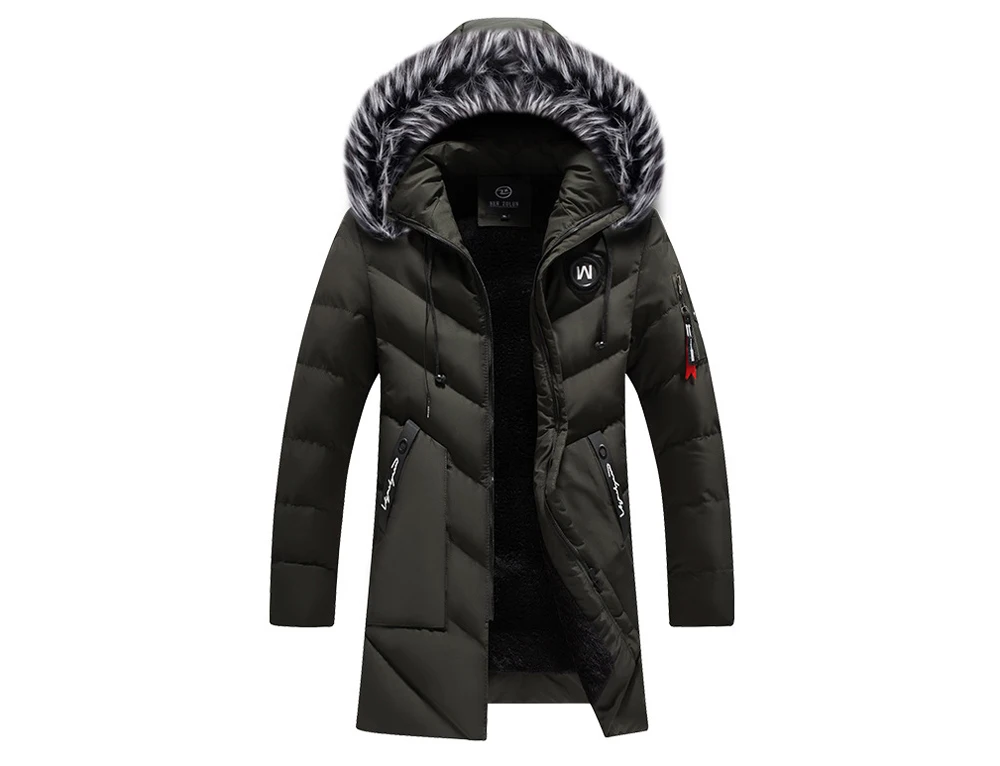 DIMUSI Winter Men's Long Jacket Fashion Men Fur Collar Thermal Classic Coats Casual Warm Windbreaker Padded Jackets Men Clothing