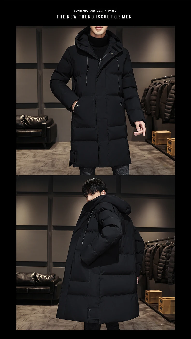 8XL 7XL Men's High Quality Hooded Jacket Black Fashion Winter Jacket Men Brand Clothing New Parka Men Thick Warm Long Coats