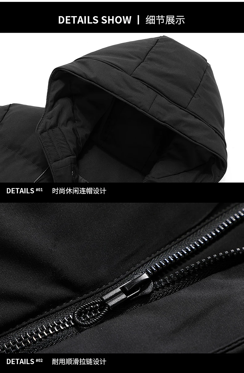 8XL 7XL Men's High Quality Hooded Jacket Black Fashion Winter Jacket Men Brand Clothing New Parka Men Thick Warm Long Coats