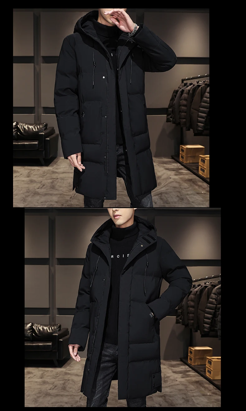 8XL 7XL Men's High Quality Hooded Jacket Black Fashion Winter Jacket Men Brand Clothing New Parka Men Thick Warm Long Coats