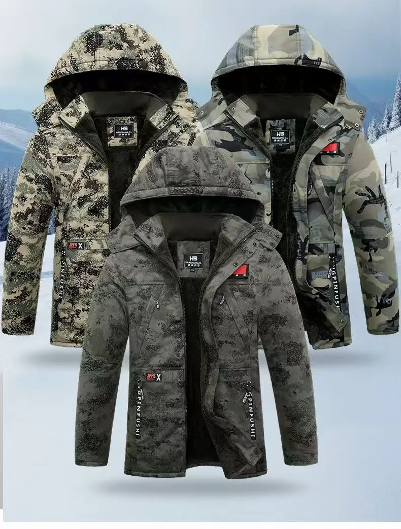 Camouflage Down Parkas Jackets 2024 Men's Parka Hooded Coat Male Fur Collar Parkas Winter Jacket Men Military Cotton Overcoat