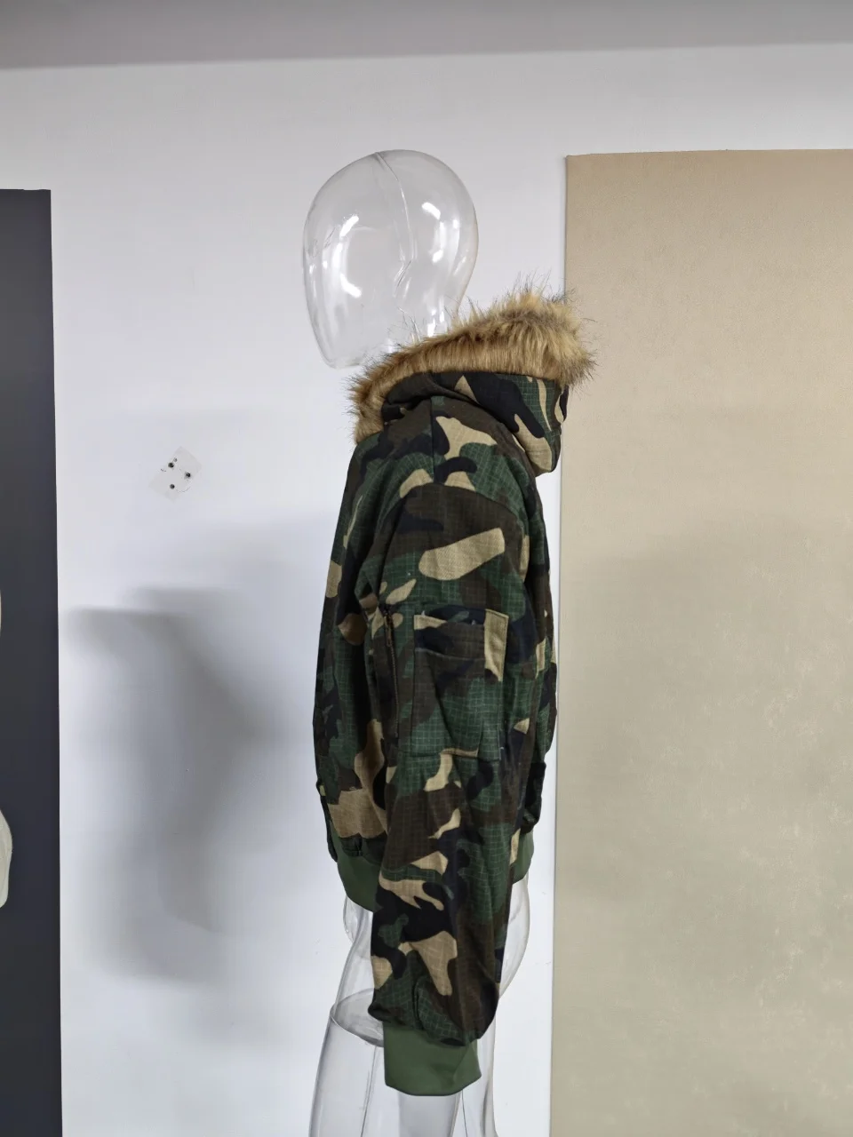 PFHQ Hooded Collar Camouflage Men's Cotton Jacket American Style Reversible Thickened Faux Rabbit Fur Coats Winter New 21P1794