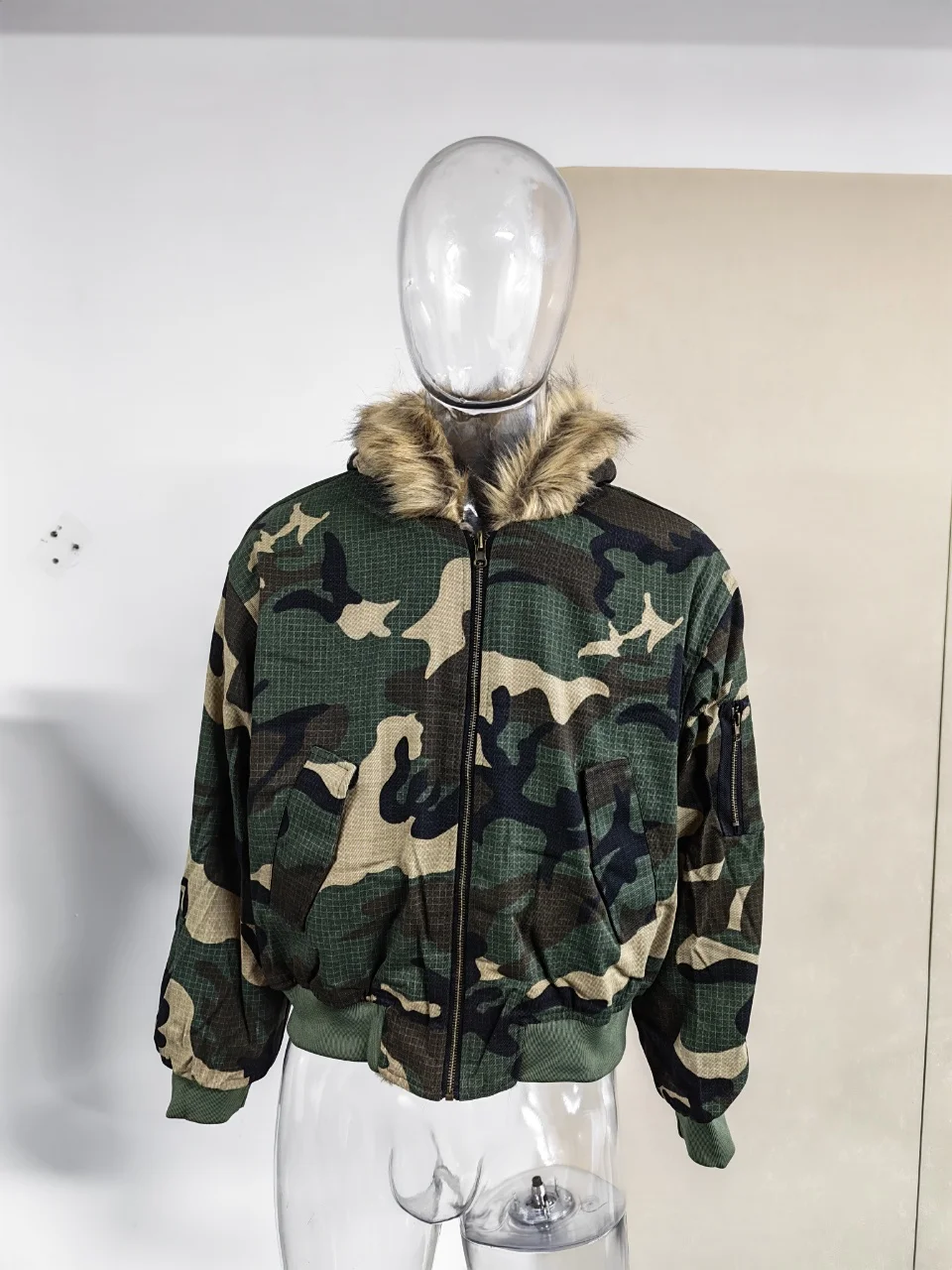 PFHQ Hooded Collar Camouflage Men's Cotton Jacket American Style Reversible Thickened Faux Rabbit Fur Coats Winter New 21P1794