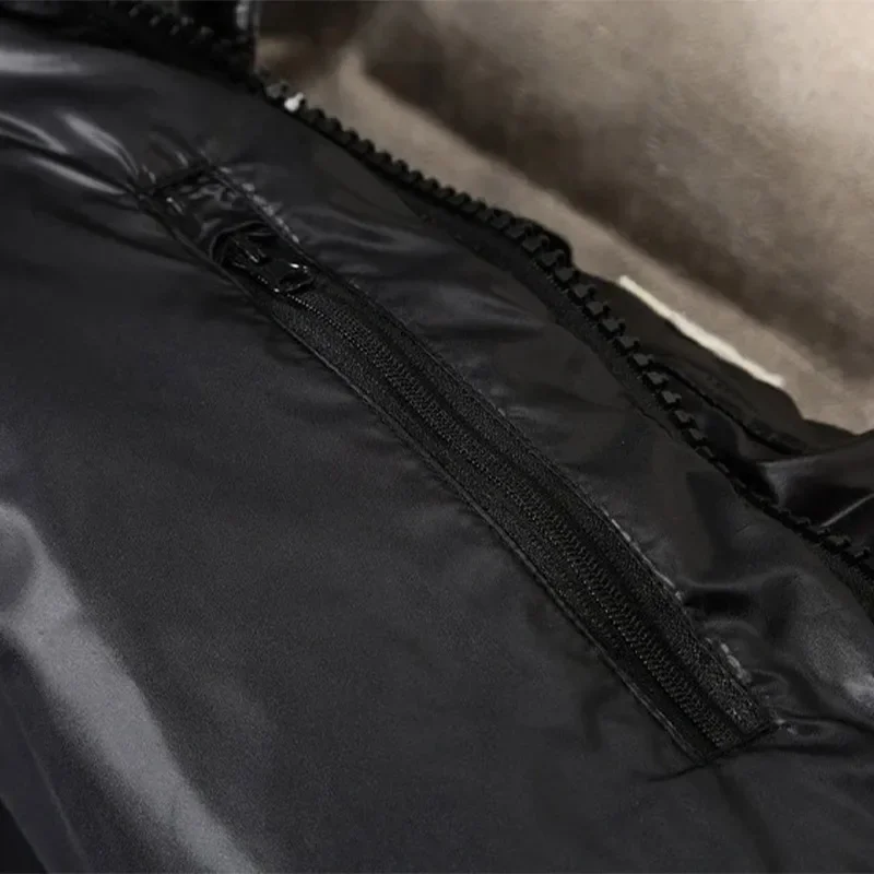 brand White Duck Down Coats Man Winter Fashion Solid Zipper Outwears Thicken Down Jacket Men Casual Hood Shiny Warm Loose Parkas
