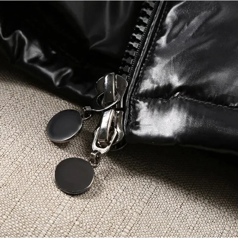 brand White Duck Down Coats Man Winter Fashion Solid Zipper Outwears Thicken Down Jacket Men Casual Hood Shiny Warm Loose Parkas