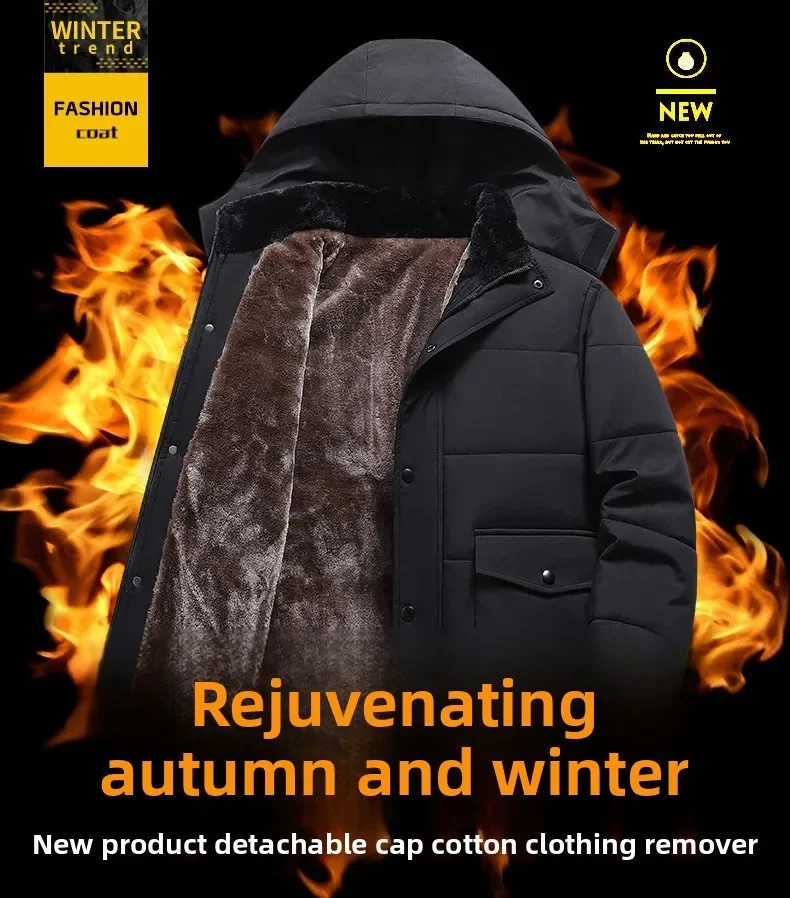 Big Size 8XL Men's Winter Jacket Hooded Fleece Lined Warm Coat Male Cotton Padded Plus Large Thick Windbreaker Casual Plush Cold