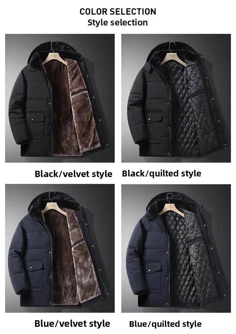 Big Size 8XL Men's Winter Jacket Hooded Fleece Lined Warm Coat Male Cotton Padded Plus Large Thick Windbreaker Casual Plush Cold