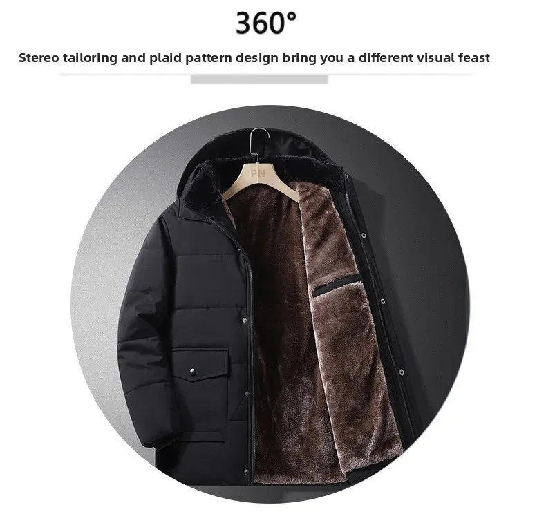 Big Size 8XL Men's Winter Jacket Hooded Fleece Lined Warm Coat Male Cotton Padded Plus Large Thick Windbreaker Casual Plush Cold
