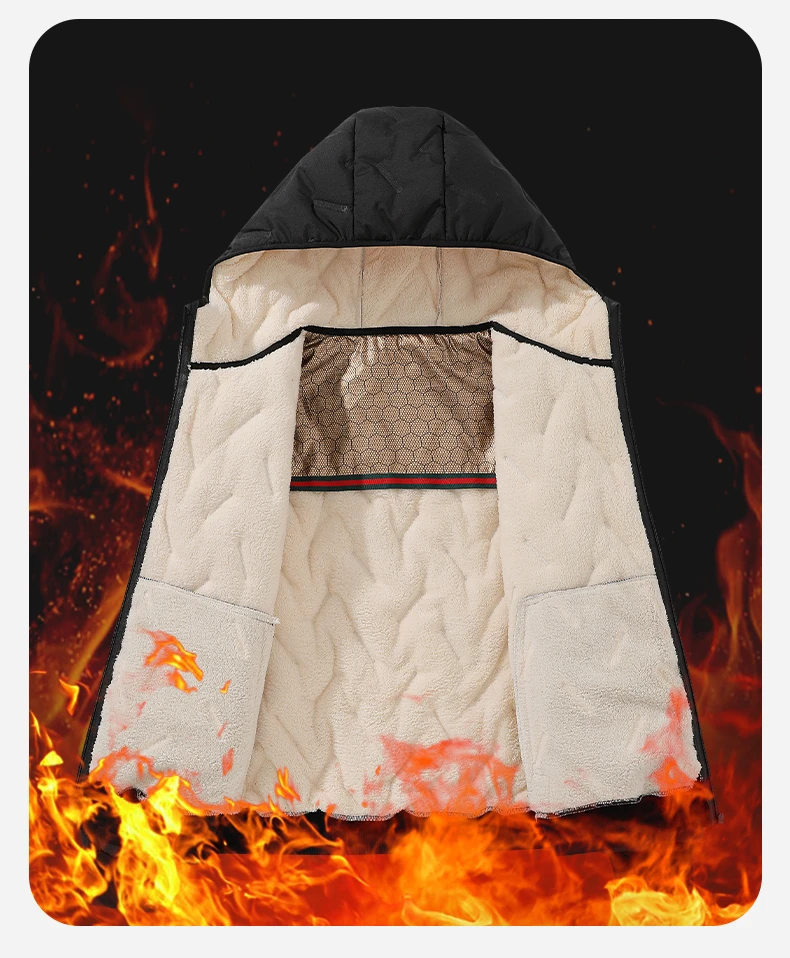 Men's Hooded Parka Casual Coats for Men Autumn Winter Warm Windproof Padded Jacket Outdoor Skiing Fleece Lining Parkas Male