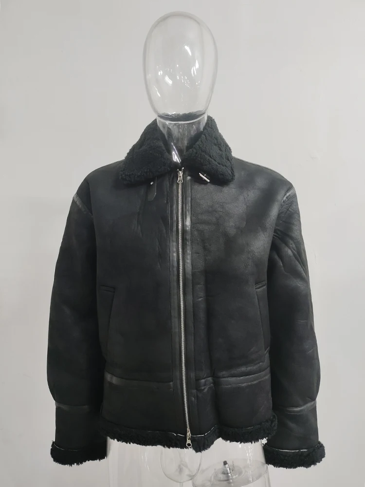 IEFB Leather Cotton Coat For Men's Winter Korean Style Loose Lamb Suede Motorcycle Pu Padded Jacket Trend Male Spring New 9C3184