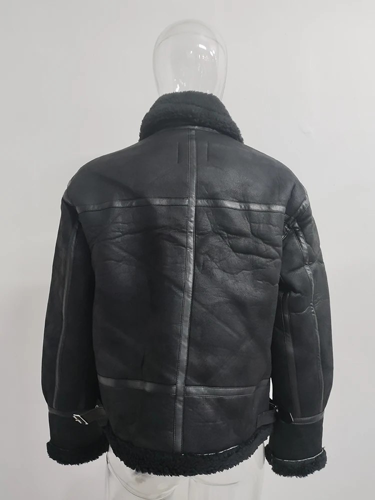 IEFB Leather Cotton Coat For Men's Winter Korean Style Loose Lamb Suede Motorcycle Pu Padded Jacket Trend Male Spring New 9C3184