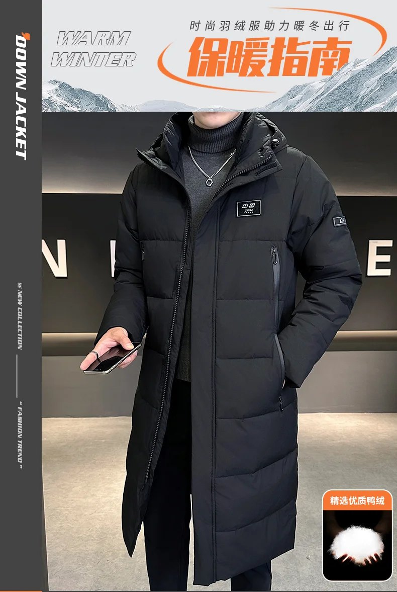 Long Thicken Outwear Parkas Jacket Men Winter Windbreaker Coats Male Clothing Long Jacket Brand Hooded Casual Windproof Parkas