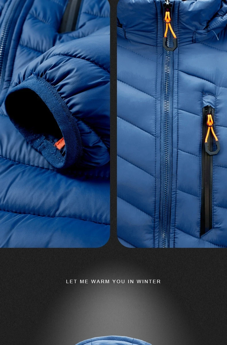 2025 Winter New Men's Lightweight Detachable Hood Cotton Jacket Male Parkas Warm Outdoor Coat Casual Plus Size