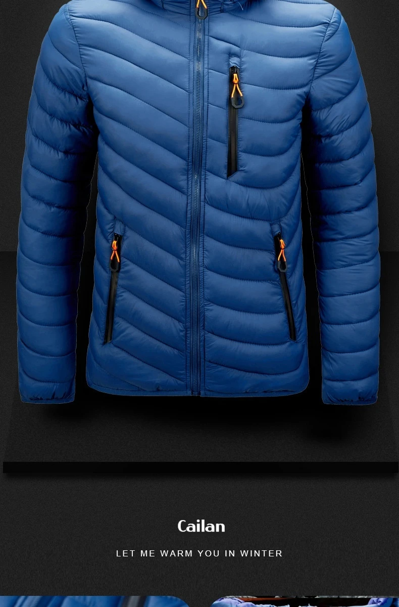 2025 Winter New Men's Lightweight Detachable Hood Cotton Jacket Male Parkas Warm Outdoor Coat Casual Plus Size