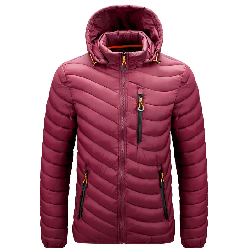 2025 Winter New Men's Lightweight Detachable Hood Cotton Jacket Male Parkas Warm Outdoor Coat Casual Plus Size