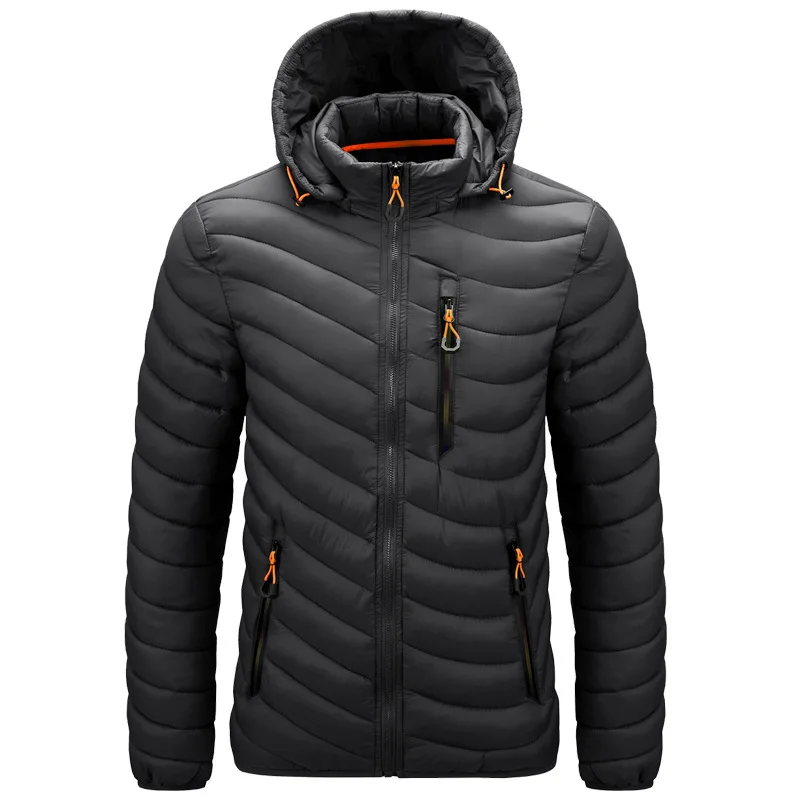 2025 Winter New Men's Lightweight Detachable Hood Cotton Jacket Male Parkas Warm Outdoor Coat Casual Plus Size