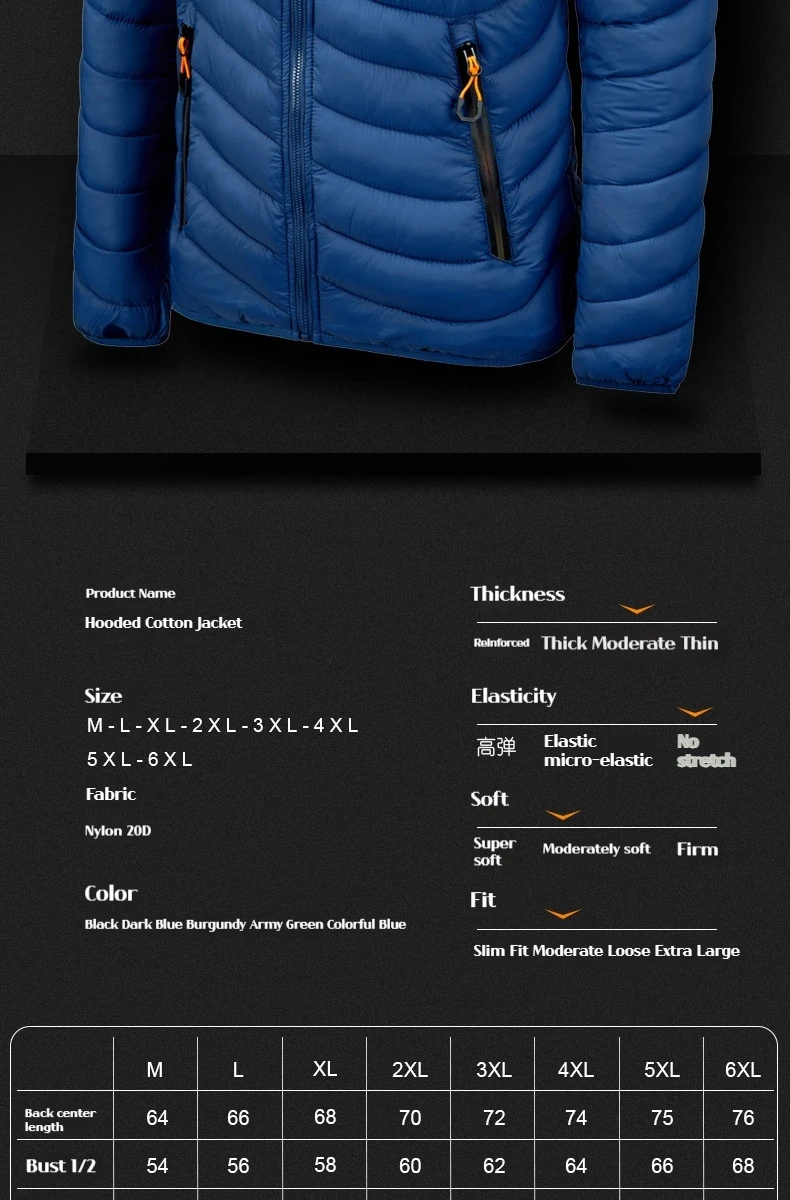 2025 Winter New Men's Lightweight Detachable Hood Cotton Jacket Male Parkas Warm Outdoor Coat Casual Plus Size