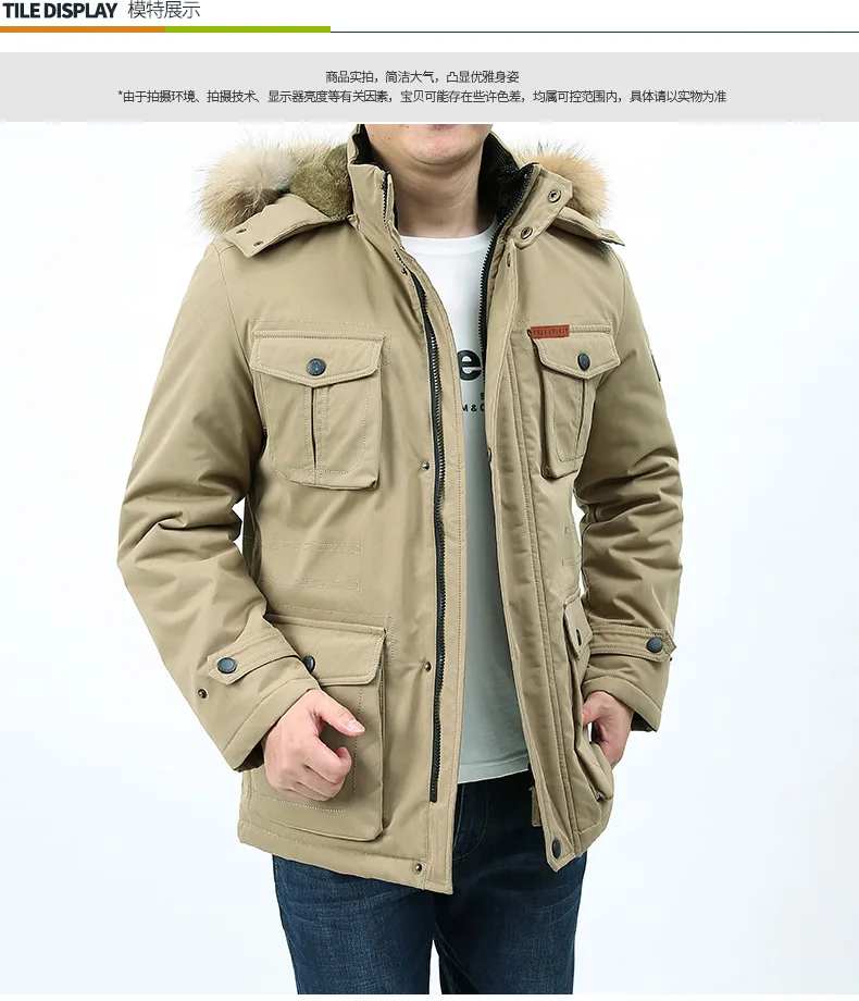 Military Cargo Coat Fur Collar Winter Warm Parkas Casual Cotton Padded Jacket Mens Thick Man Jacket Male Multi-Pocket Men Parka