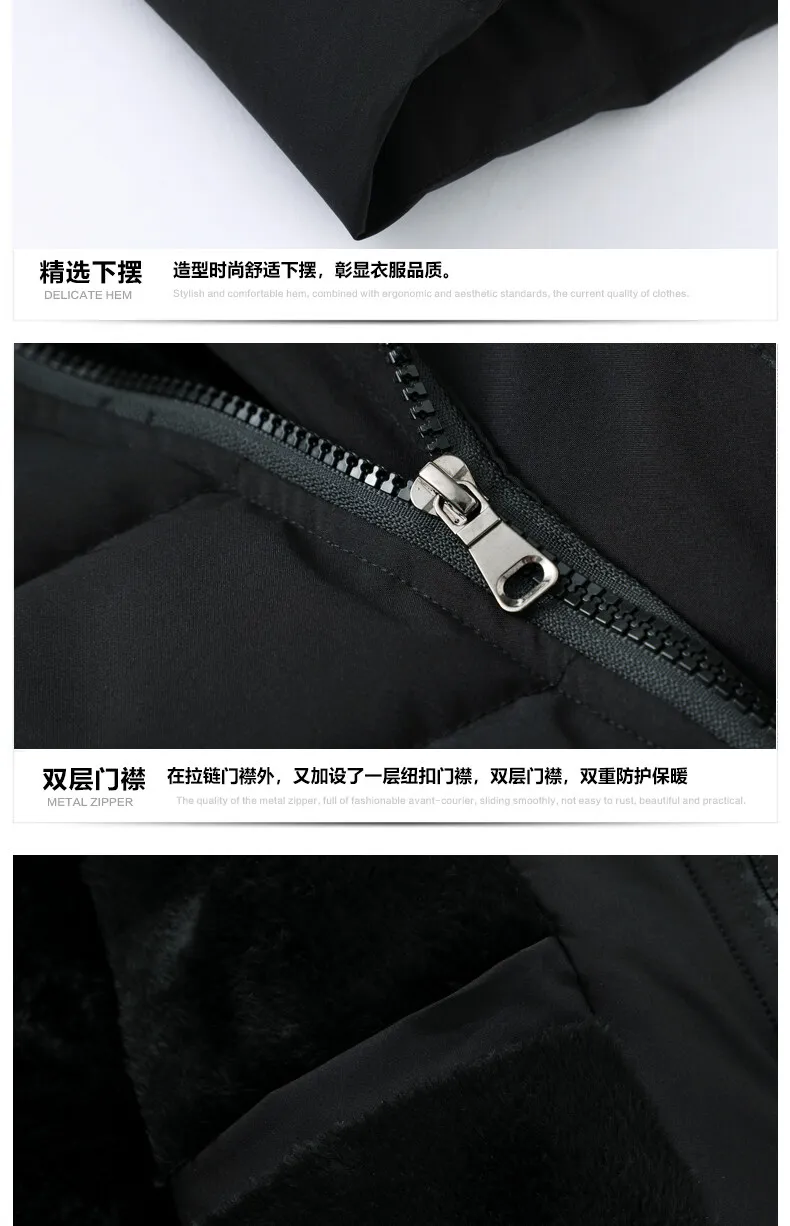 New Fashion Fleece Hooded Winter Coat Men Thick Warm Mens Winter Jacket Windproof Gift For Father Husband Parka Windproof Parkas