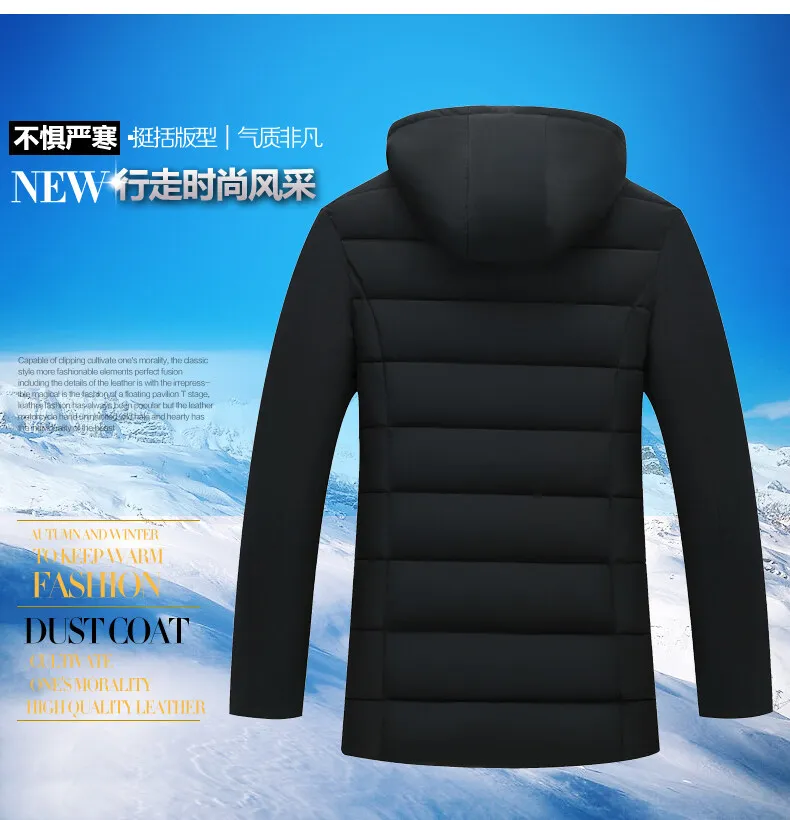 New Fashion Fleece Hooded Winter Coat Men Thick Warm Mens Winter Jacket Windproof Gift For Father Husband Parka Windproof Parkas