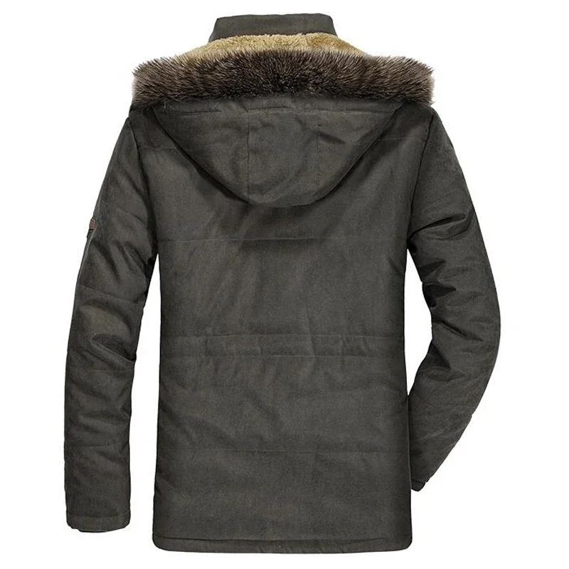 Casual Faux Fur Hooded Fleece Long Male Jacket Winter Jacket Men's Plus Size Cotton Padded Warm Parka CoatWindbreaker Parkas
