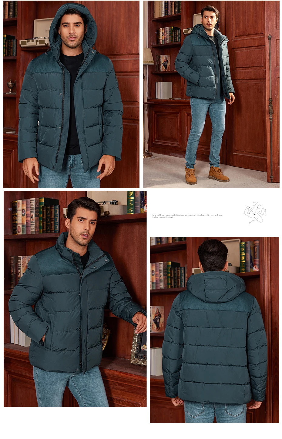 ICEbear 2024 Men's Winter Jacket with Zipper Filling Regular Fashion Padded Men's jackets MWD4287I