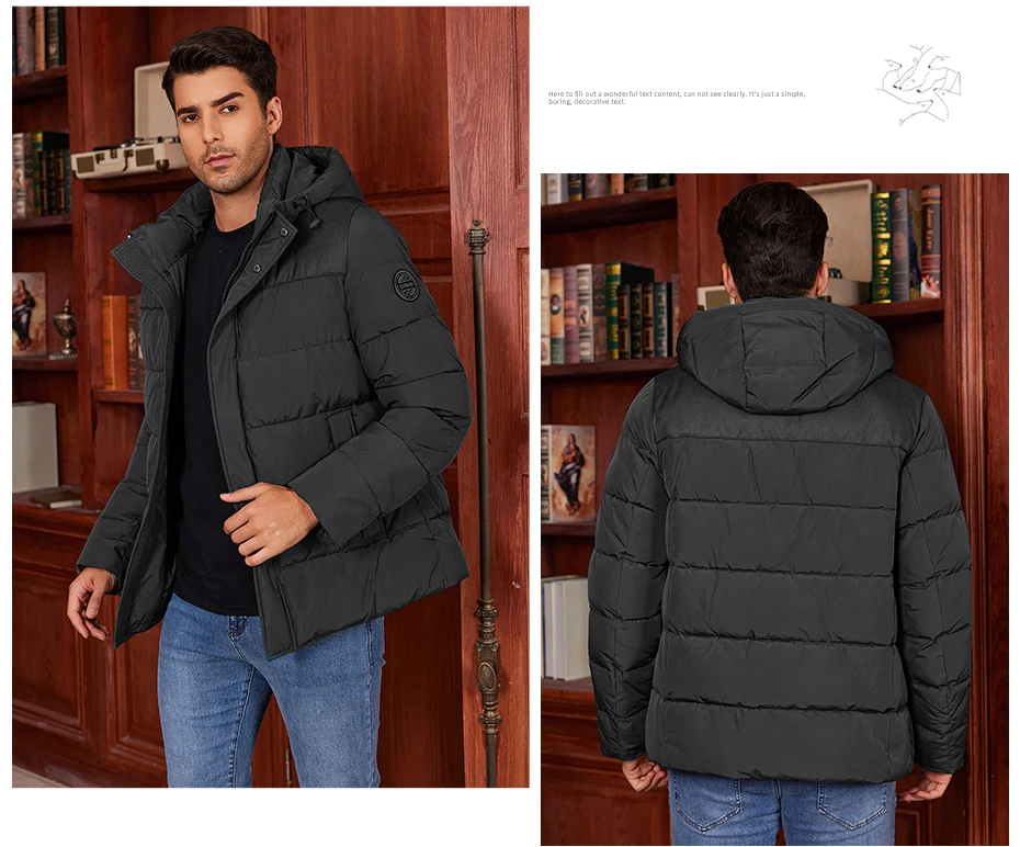 ICEbear 2024 Men's Winter Jacket with Zipper Filling Regular Fashion Padded Men's jackets MWD4287I
