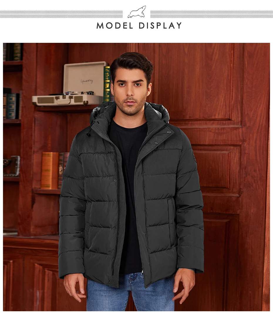 ICEbear 2024 Men's Winter Jacket with Zipper Filling Regular Fashion Padded Men's jackets MWD4287I