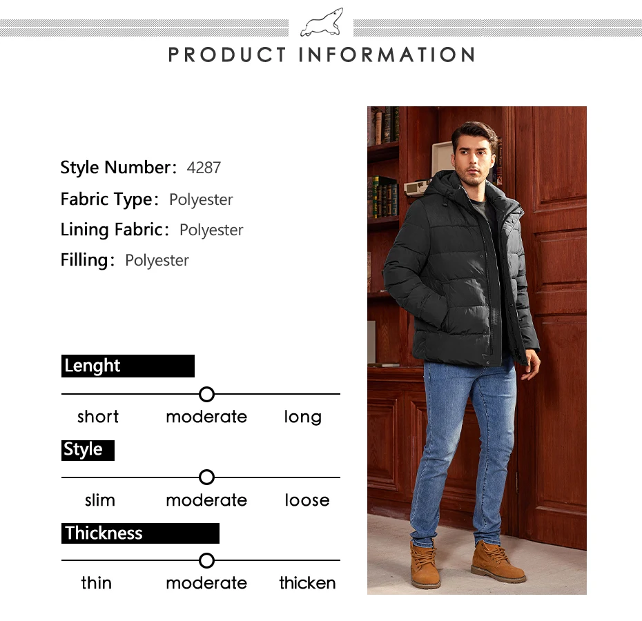 ICEbear 2024 Men's Winter Jacket with Zipper Filling Regular Fashion Padded Men's jackets MWD4287I