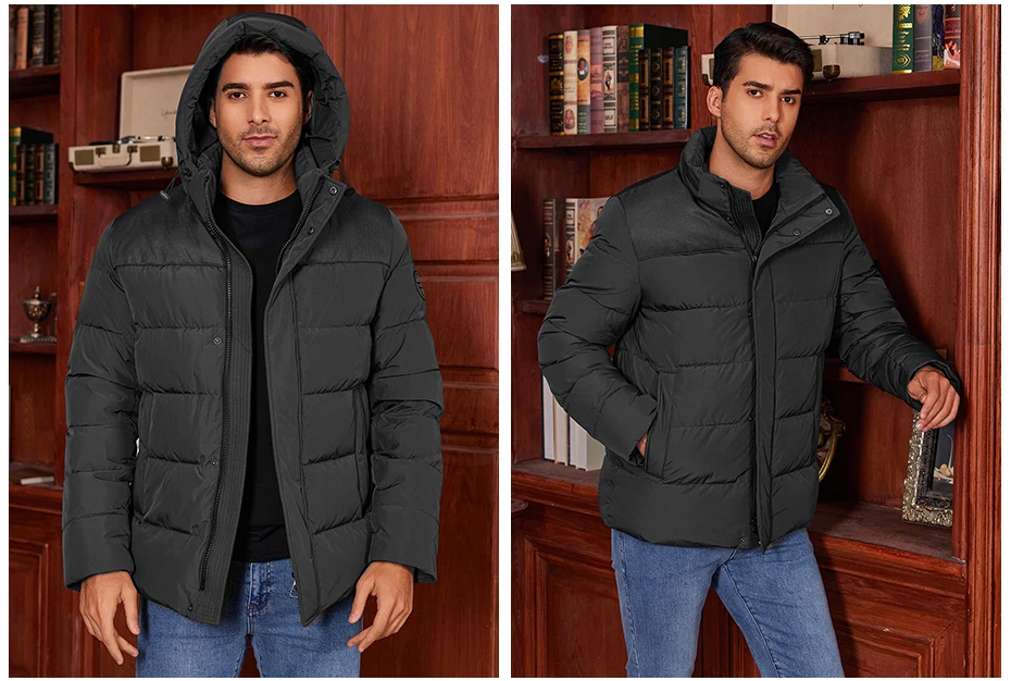 ICEbear 2024 Men's Winter Jacket with Zipper Filling Regular Fashion Padded Men's jackets MWD4287I