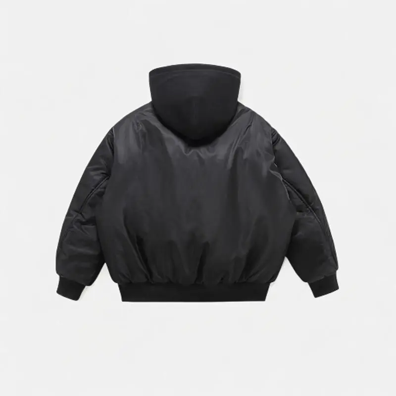 Mens Jacket Harajuku American Aviator Hooded Cotton Bomber Winter Thick Warm Fake Two Piece Streetwear Casual Fashion Coat New