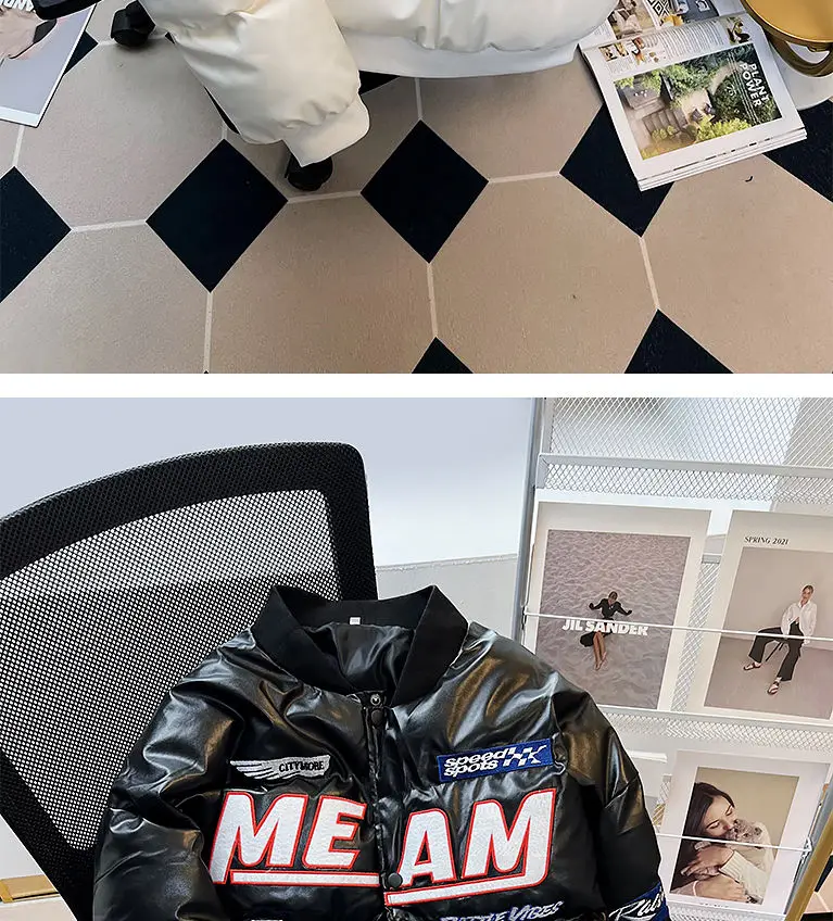 Men's Winter Retro Cotton Jacket Street Pilot Locomotive Suit Hiphop Cotton Jackets Thickened Single-breasted Stand Collar Coats