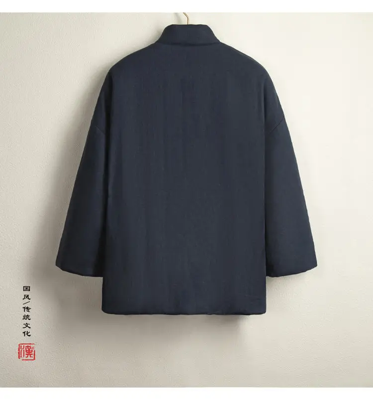 Autumn Winter Chinese Traditional Cotton Padded Jackets Hanfu Men Clothing Vintage Jacket Ethnic Style Loose Thick Parkas Coat
