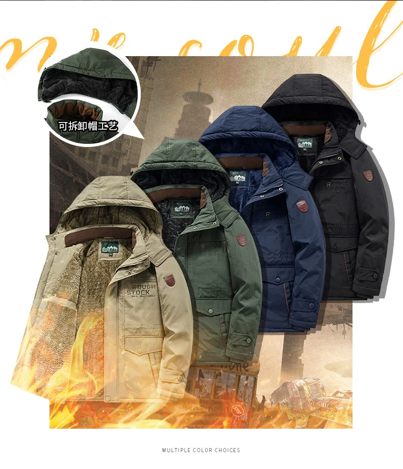 Men's Winter Loose Casual Multi-Pocket Cotton-Padded Jacket Outdoor Cold and Windproof Cotton-Padded Jacket