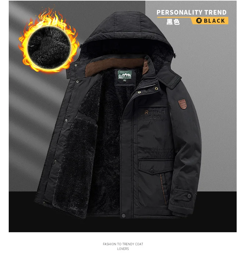 Men's Winter Loose Casual Multi-Pocket Cotton-Padded Jacket Outdoor Cold and Windproof Cotton-Padded Jacket