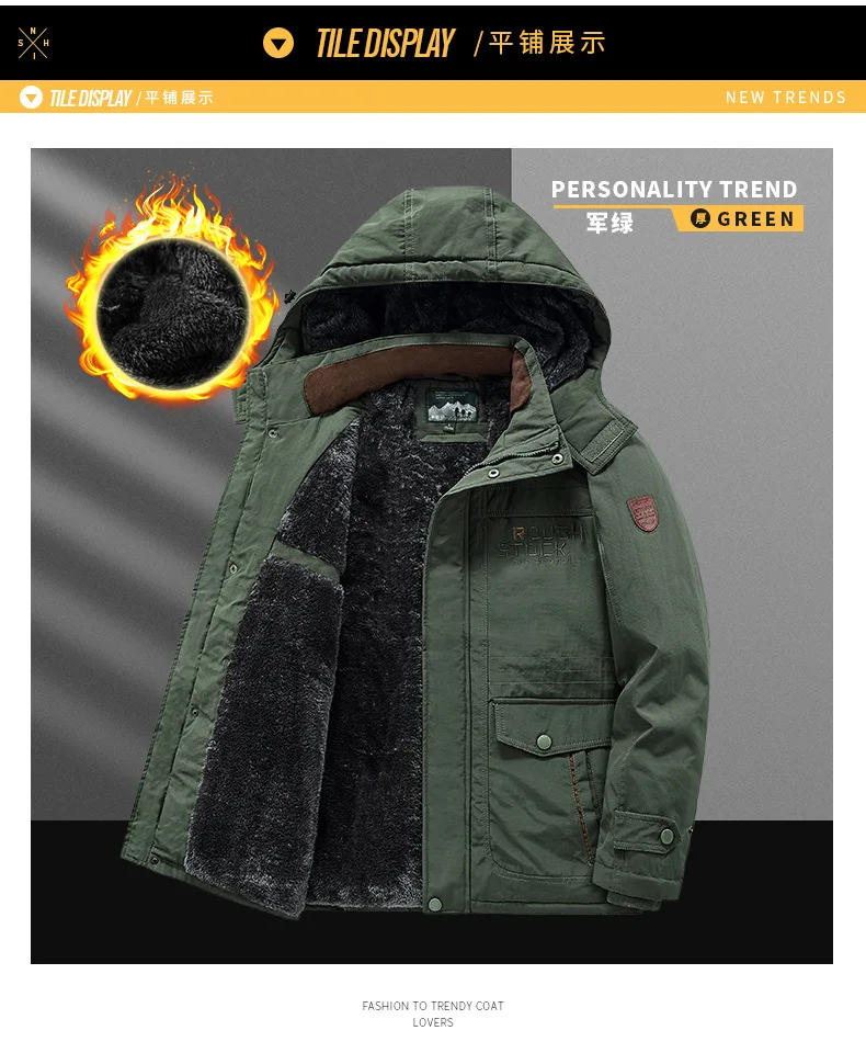 Men's Winter Loose Casual Multi-Pocket Cotton-Padded Jacket Outdoor Cold and Windproof Cotton-Padded Jacket