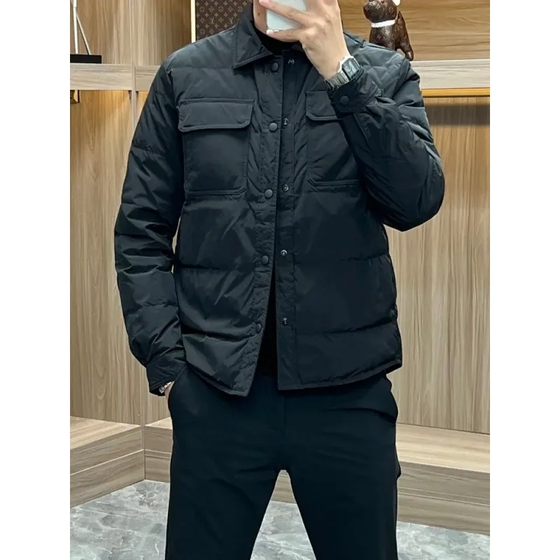 2026 Fashion Winter Warm Men Cotton Jacket Loose Casual Flip Collar Male Jacketcoat High Quality Solid Casual Multi-Pocket Parka