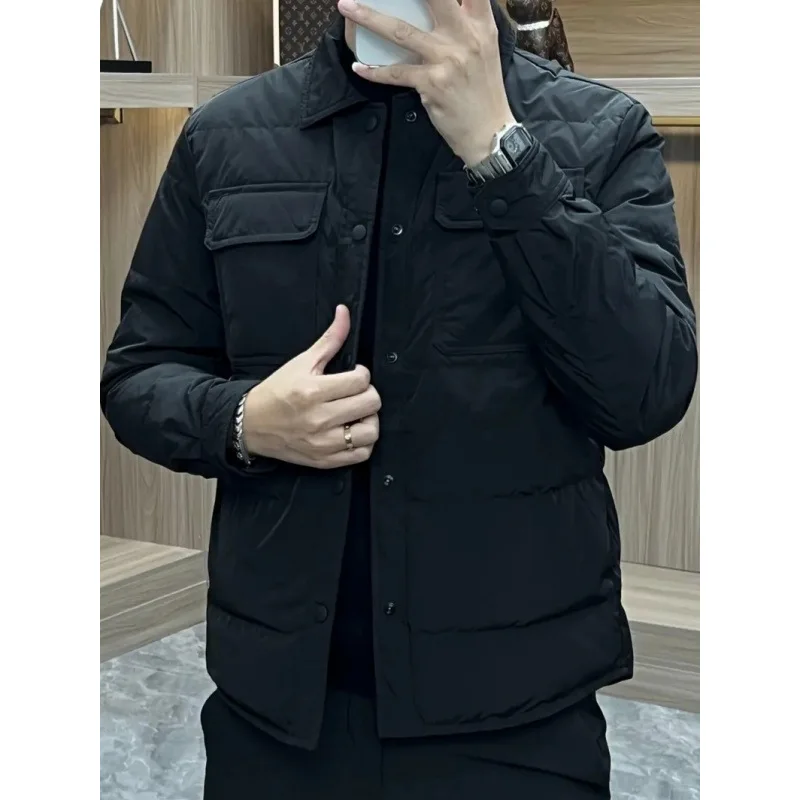 2026 Fashion Winter Warm Men Cotton Jacket Loose Casual Flip Collar Male Jacketcoat High Quality Solid Casual Multi-Pocket Parka