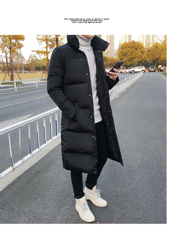Korean Fashion Black Cotton Long Padded Parkas Coats Male 2025 Winter Casual Thicken Warm Puffer Jacket Men