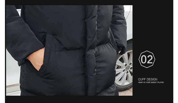 Korean Fashion Black Cotton Long Padded Parkas Coats Male 2025 Winter Casual Thicken Warm Puffer Jacket Men