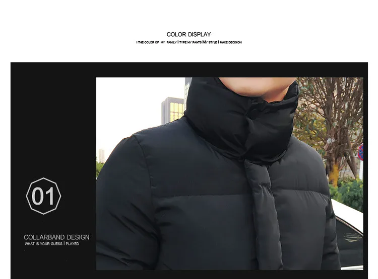 Korean Fashion Black Cotton Long Padded Parkas Coats Male 2025 Winter Casual Thicken Warm Puffer Jacket Men
