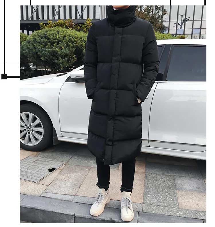 Korean Fashion Black Cotton Long Padded Parkas Coats Male 2025 Winter Casual Thicken Warm Puffer Jacket Men