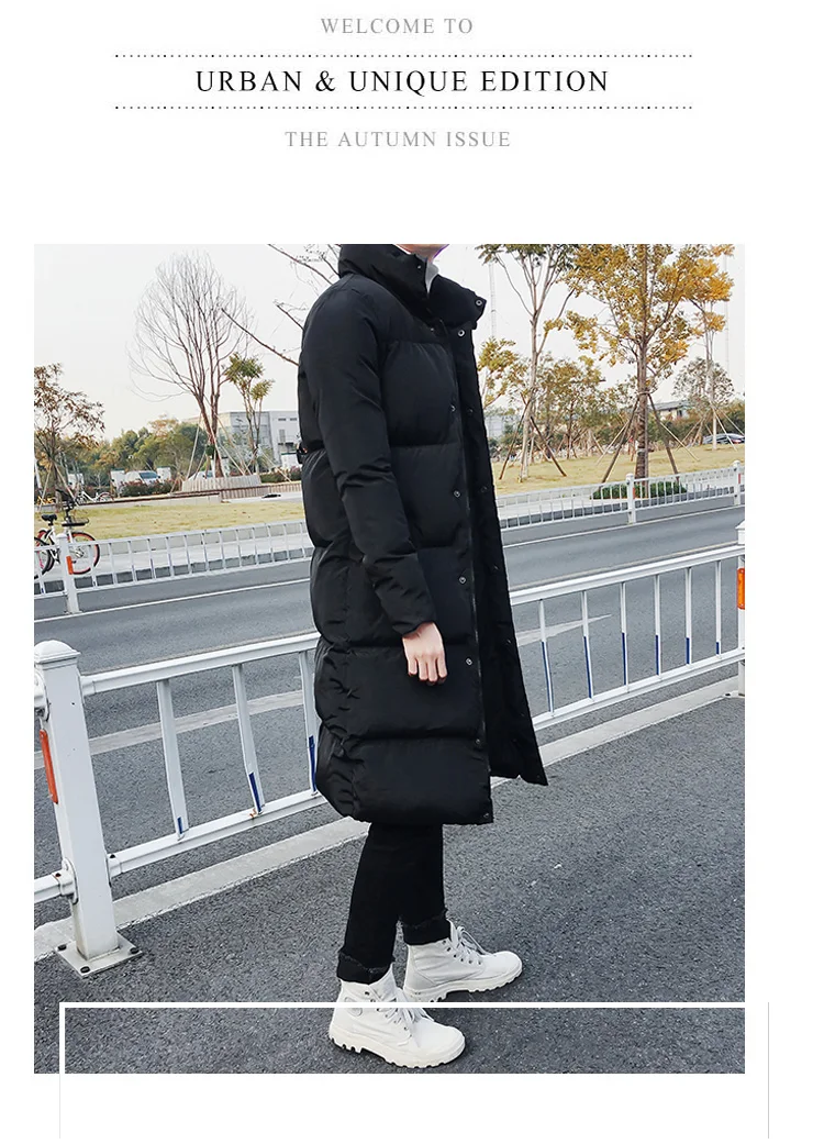 Korean Fashion Black Cotton Long Padded Parkas Coats Male 2025 Winter Casual Thicken Warm Puffer Jacket Men