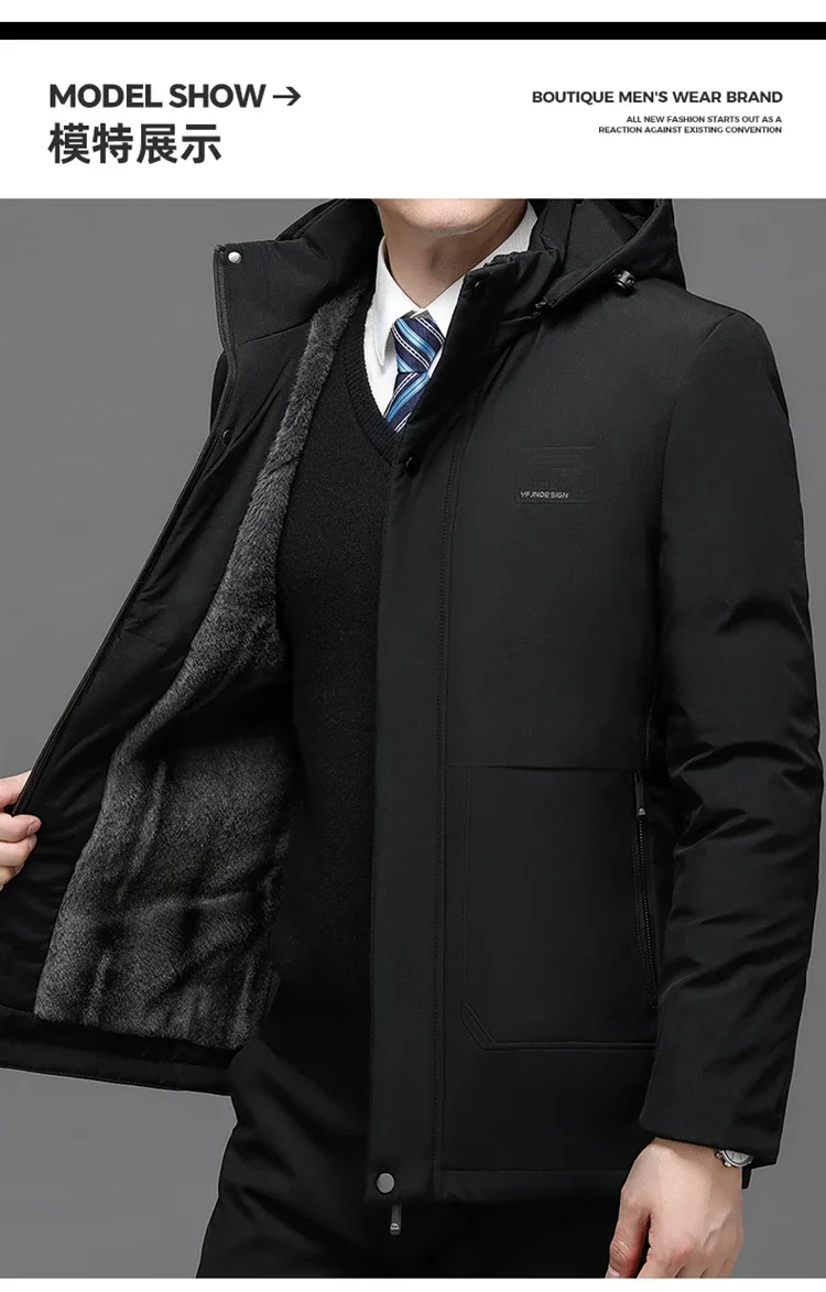 Men Thicken Fleece Zipper Men Warm Winter Coat Mens Jackets Plus Size New Waterproof Winter Jacket Men Hoodied Parka Clothes