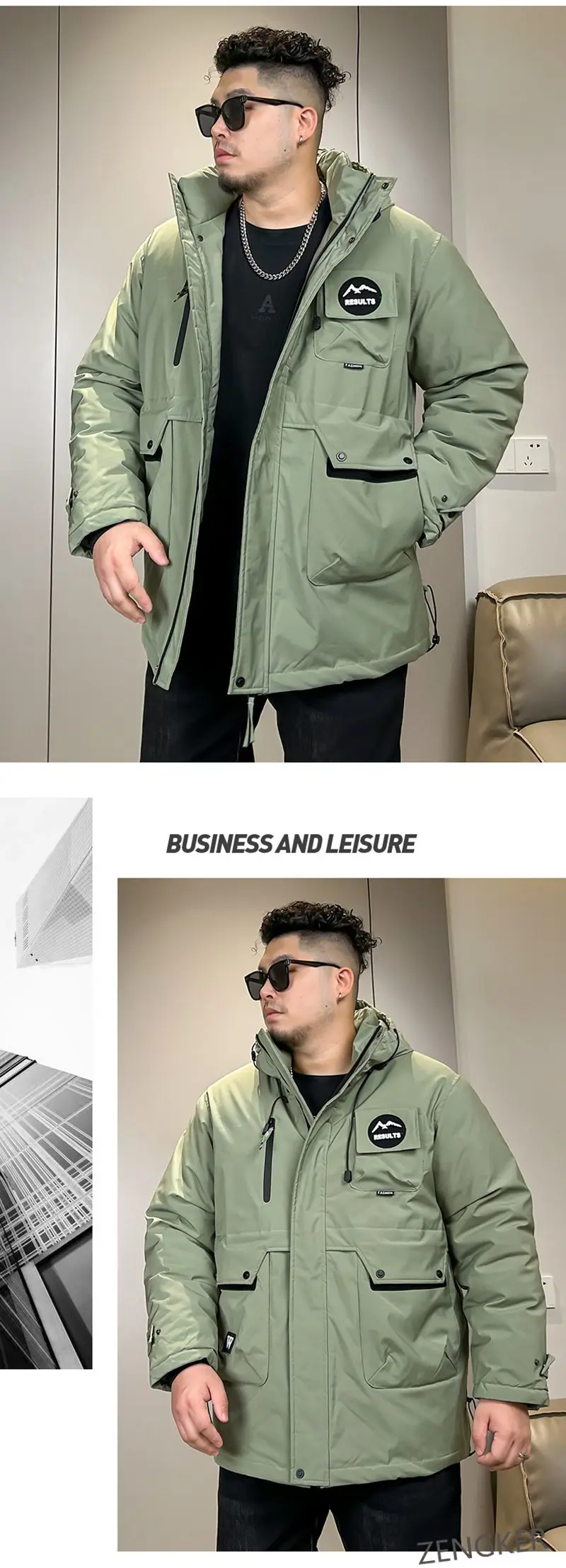Big size winter loose hooded Parkas waterproofing clothing men's workwear casual pocket thickened 10xl 160kg jackets for men