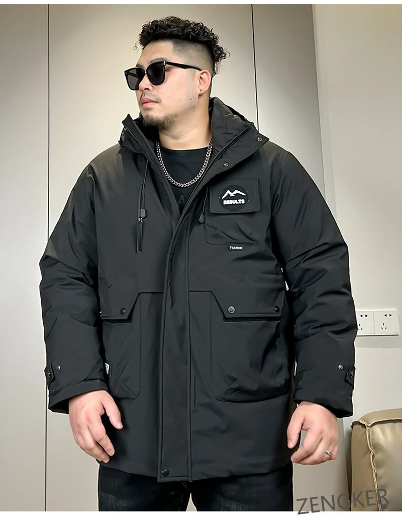 Big size winter loose hooded Parkas waterproofing clothing men's workwear casual pocket thickened 10xl 160kg jackets for men