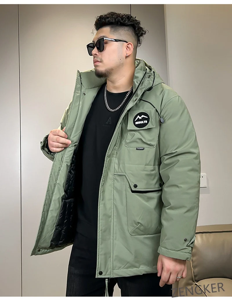 Big size winter loose hooded Parkas waterproofing clothing men's workwear casual pocket thickened 10xl 160kg jackets for men