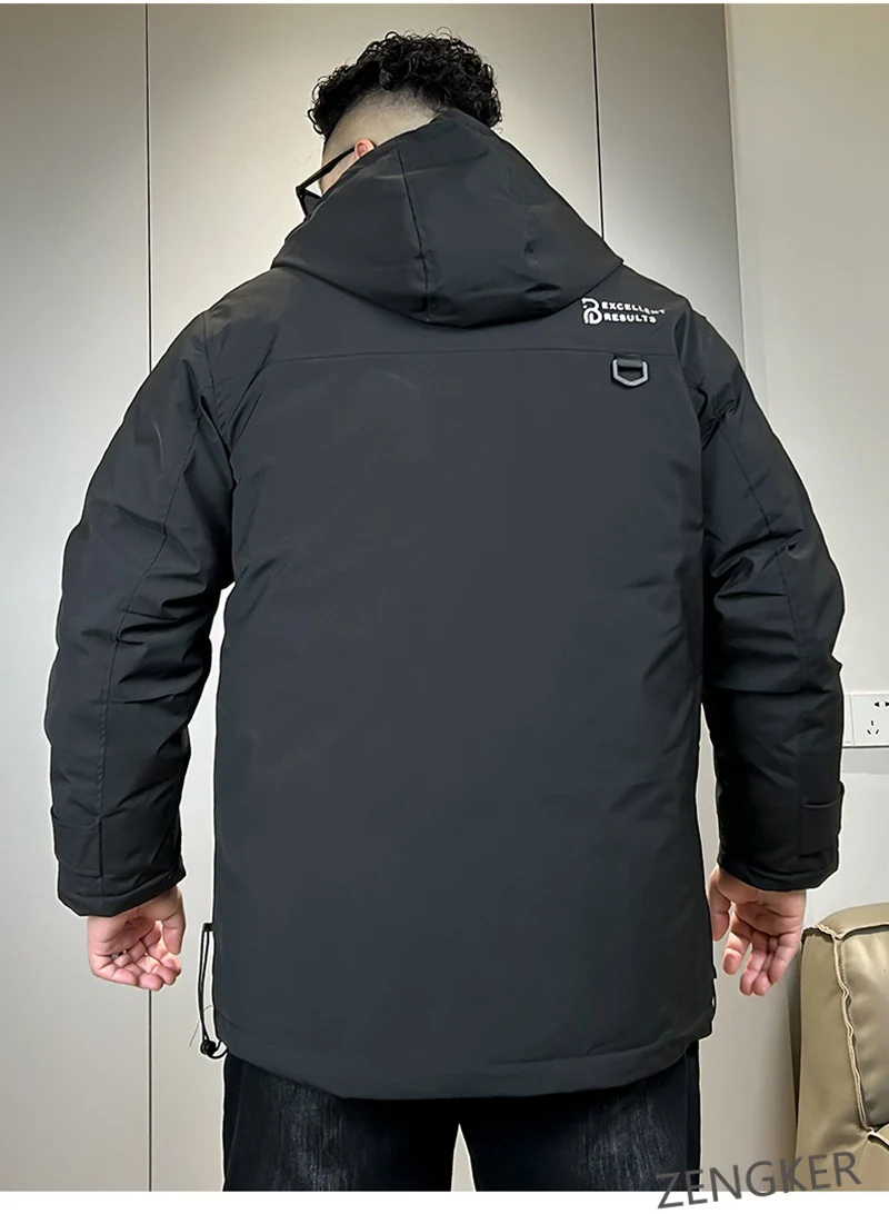 Big size winter loose hooded Parkas waterproofing clothing men's workwear casual pocket thickened 10xl 160kg jackets for men