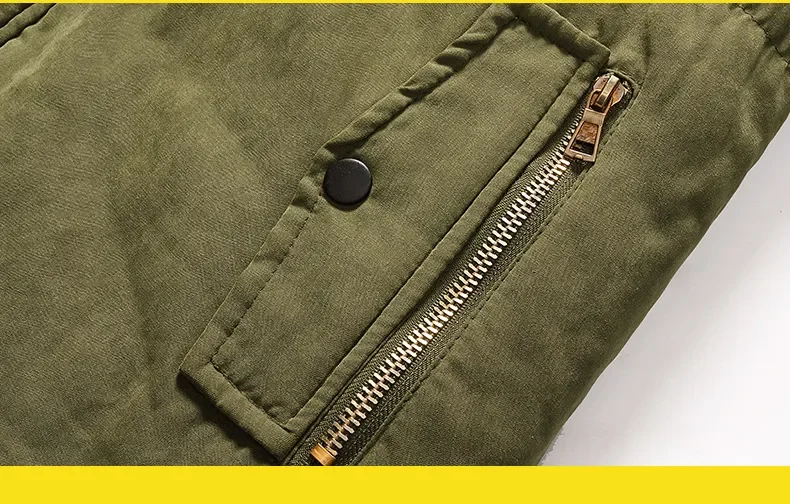 Winter Faux Fur Men's Thicken Parka Casual Outerwear Trim Hooded Patch Detail Fleece Coat Male Autumn Overcoat Wadded Jackets