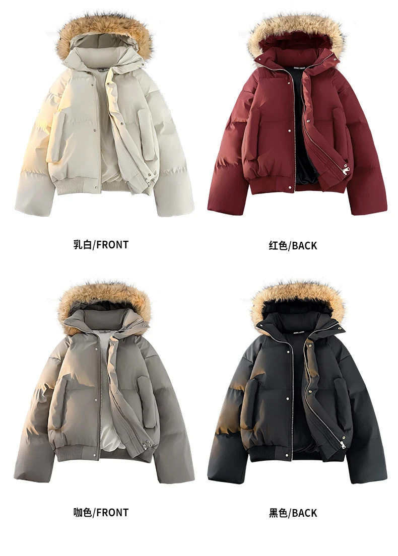 Man Parka Jacket Winter Fashion Fur Collar Warm Jacket Women Solid Color Casual Hooded Parka Coats Outwear American Couple 2025